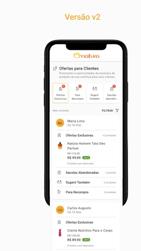 Ofertas para Clientes, tela do protótipo