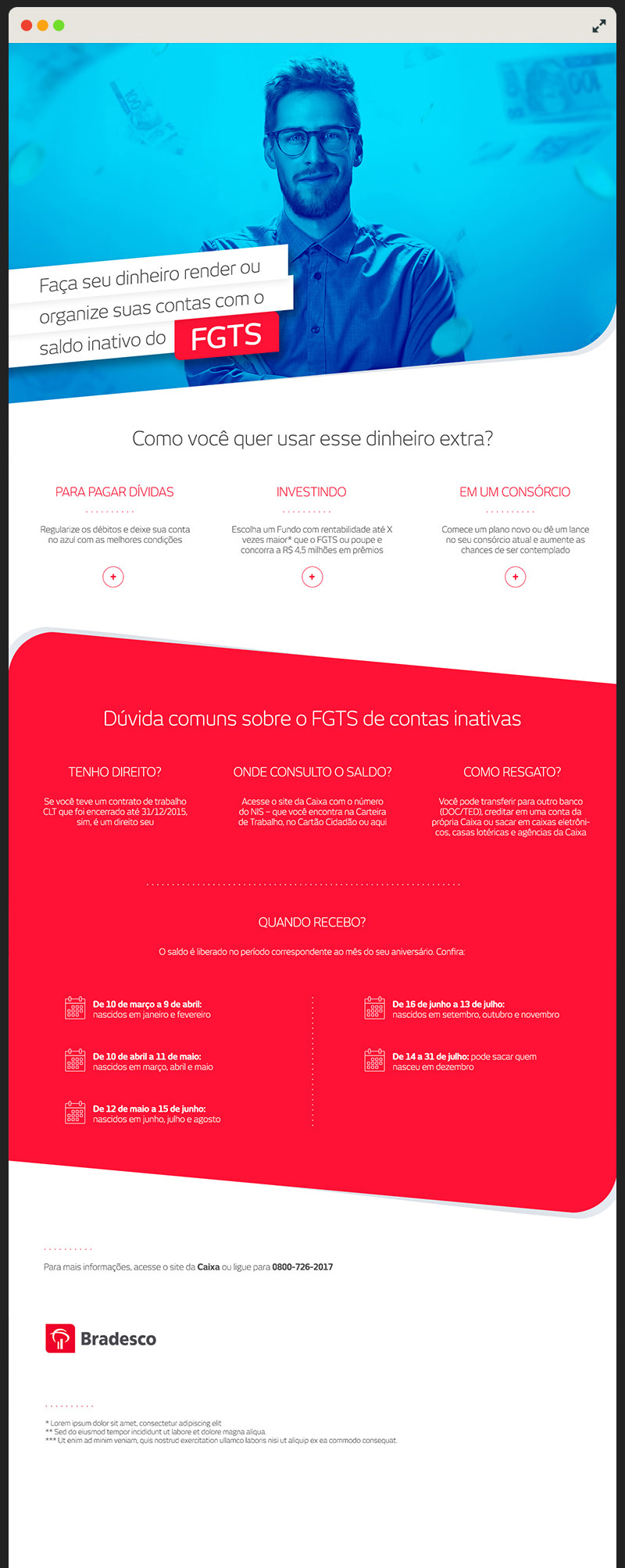 Landing Page FGTS do Bradesco, versão final