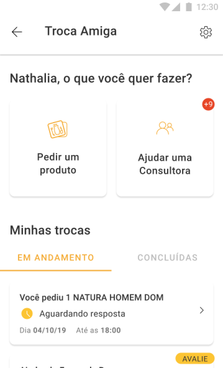 Troca Amiga, tela 1